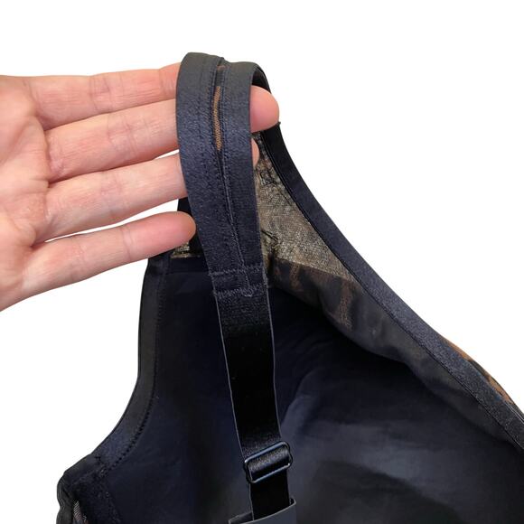 Curvy Couture NWT 40H Sheer Mesh Plunge T-Shirt Bra in Designer Leopard Print - Picture 11 of 16